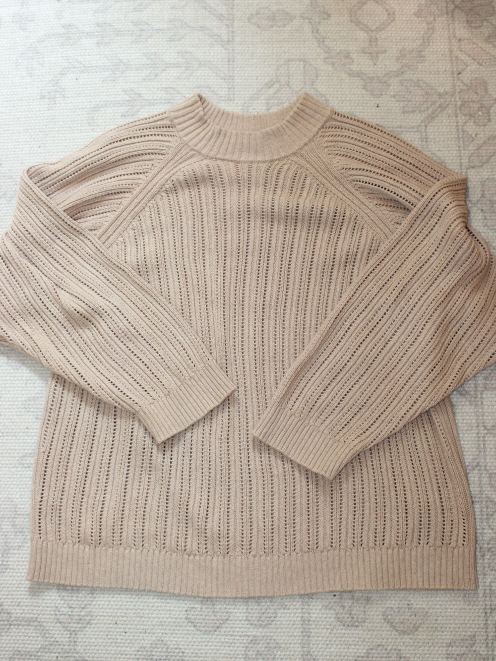 Wol Hide Beige Open-Knit Crewneck Sweater - Picture 10 of 12
